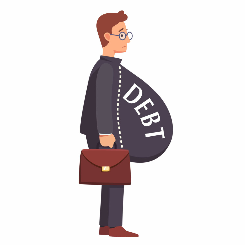 Un homme avec un gros ventre. Ce gros ventre est de la dette